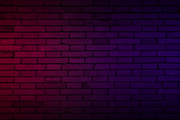 istock Lighting effect neon light on brick wall texture for party or club bar background decoration. 1829752279
