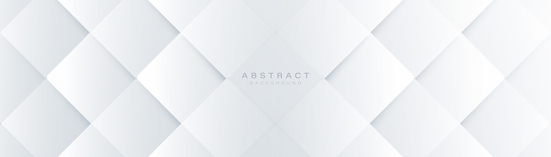 White cube boxes pattern wall background. Minimal trendy clean geometry banner. Vector illustration
