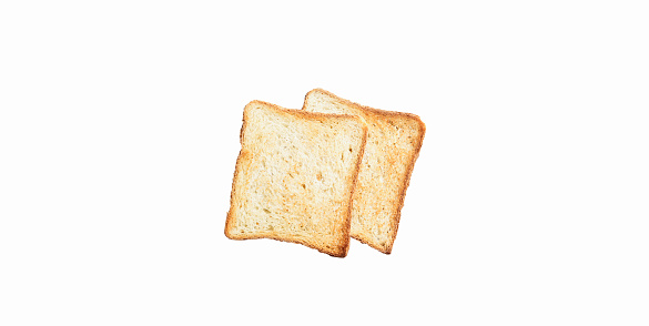 Toast, breakfast served in a plate, white background