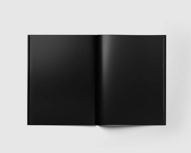 istock Opened Black Magazine, Book, Booklet, Brochure, Blank Cover Mockup Template, Realistic, 3d Rendered isolated on light background. 1829835409
