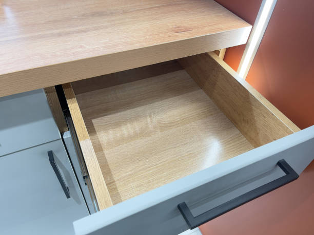 istock Close up view of a modern kitchen cabinet with drawers. Nobody inside 1829866336