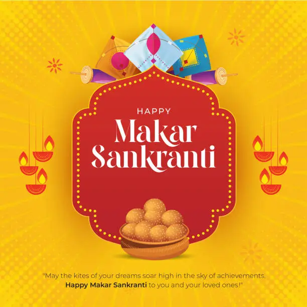 Vector illustration of Happy Makar Sankranti Festival Banner Design Template