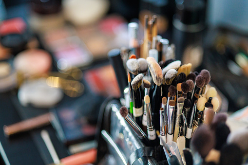 Set Of Brushes And Cosmetics