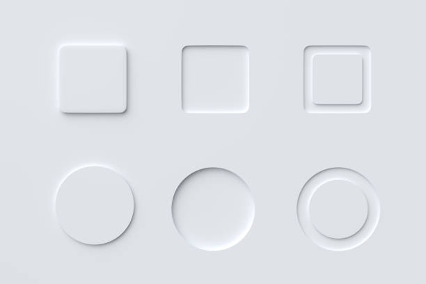 Neumorphism design set with neumorphic buttons.