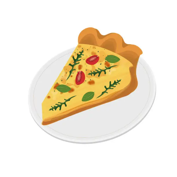 Vector illustration of Sliced of a ​​Vegetable Quiche