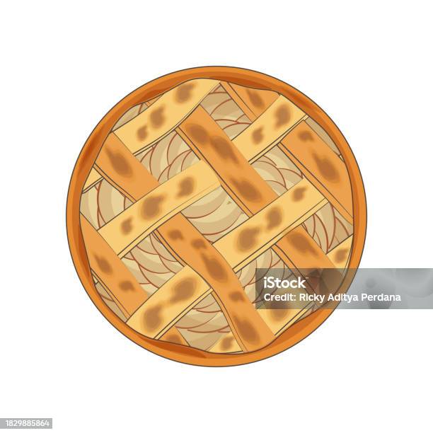 Top View Apple Pie Stock Illustration - Download Image Now - Cake, Clip