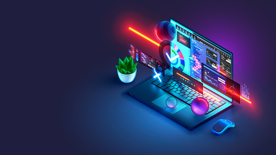 Programming Software Development Computer Technology Isometric Concept ...