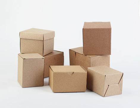 Cardboard Boxes on White Background
