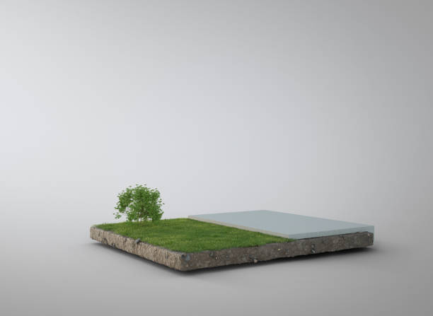istock White floor on earth and green grass in eco concept. 1829937243