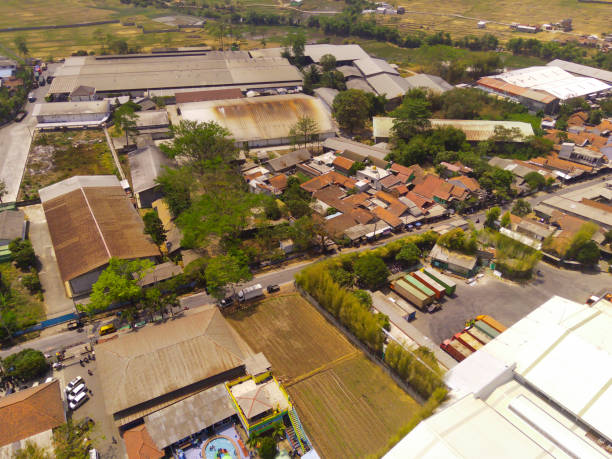 istock Top view of Food processing factory district 1829946772
