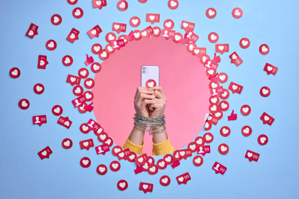 istock unrecognizable woman obsessed with internet. 1829950660