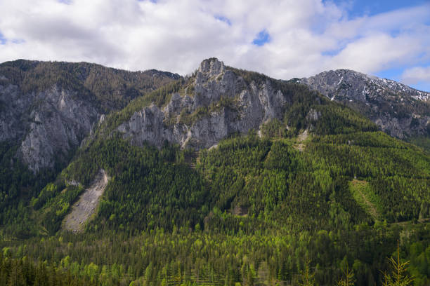 Valley near Hochschwab (Austria) on a cloudy day in springtime