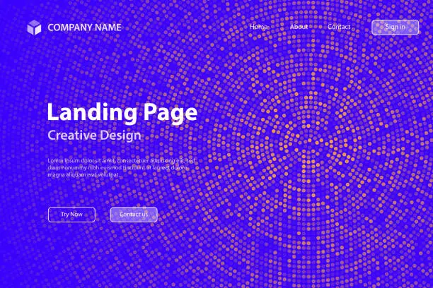 Vector illustration of Landing page Template - Abstract Purple halftone background with dotted - Trendy design