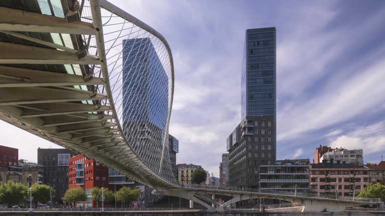 Bilbao Spain Basque Country timelapse Zubizuri bridge