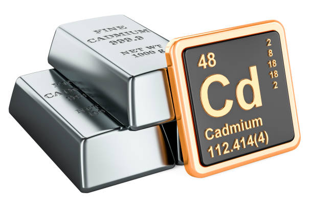 istock Cadmium ingots with chemical element icon Cadmium Cd, 3D rendering 1830009573