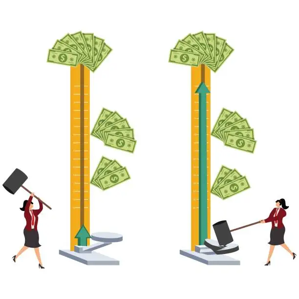 Vector illustration of Businesswoman Growing Money