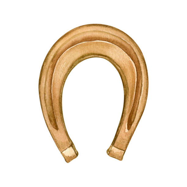 istock Watercolor illustration light brown horseshoe isolated on white background. Hand drawn symbol of good luck. St Patricks day symbol. Design element for Irish holiday card, website, textile, wrapping 1830021494