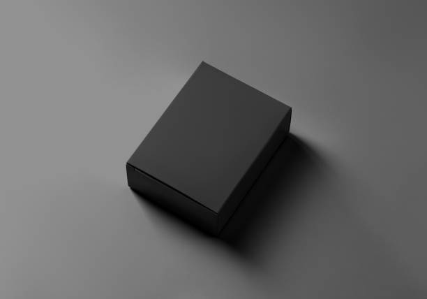 istock Black box mockup for cosmetics, perfume, presentation with shadows, isolated on background. 1830034615