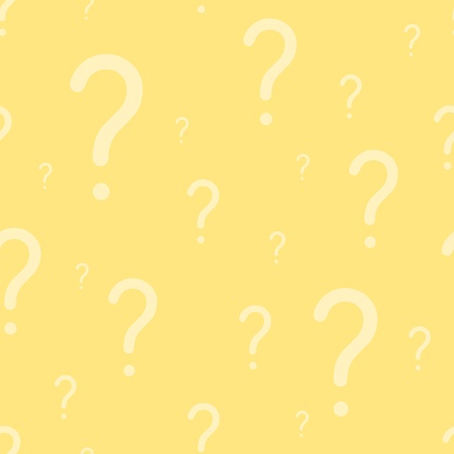 Question marks seamless pattern. Vector question background for online survey or quiz. Yellow color.
