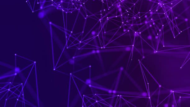 istock Abstract technology background with dots and connecting lines. Purple digital plexus background, digital technology. 1830082068