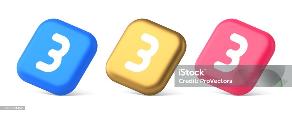 Three Number Features Three Number Button Internet Communication Texting Message Character 3d ...