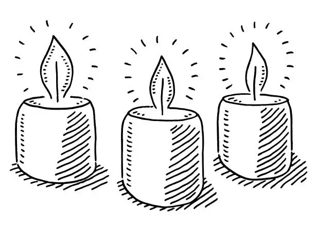 Vector illustration of Three Candles Symbol Drawing