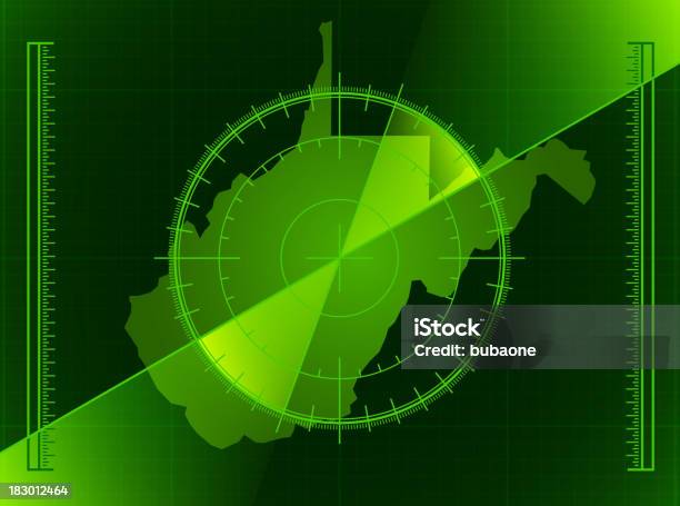 Verde Tela De Radar E Mapa Do Estado De West Virginia - Arte vetorial de stock e mais imagens de Aperfeiçoamento Digital