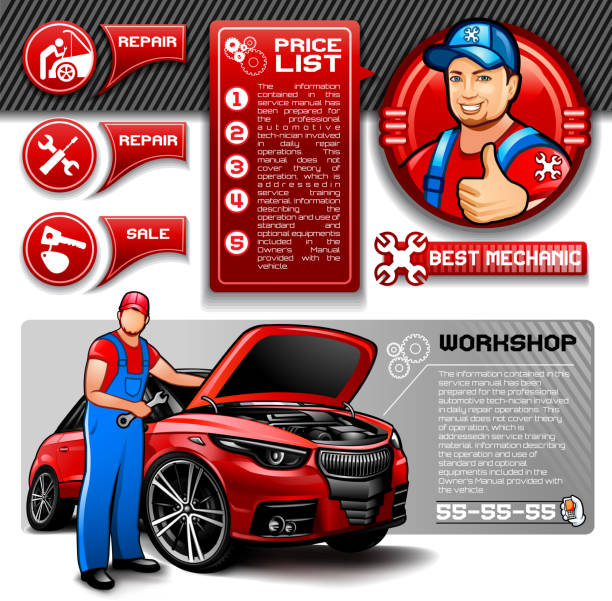 illustrations, cliparts, dessins animés et icônes de voiture réparation infographies - adjustable wrench wrench clipping path red