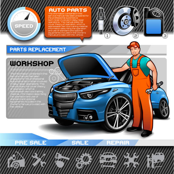 illustrations, cliparts, dessins animés et icônes de infographie ensemble de réparation de voiture - adjustable wrench wrench clipping path red