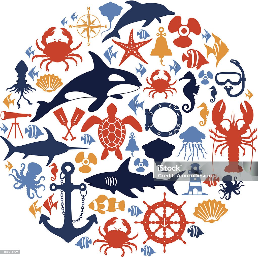 Sea Life Collage High Resolution JPG,CS5 AI and Illustrator EPS 8 included. Sea Life stock vector