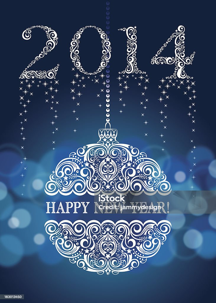 Neujahr-Ornament 2014 - Lizenzfrei Glühend Vektorgrafik