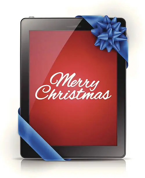 Vector illustration of Merry Christmas Mobile PC