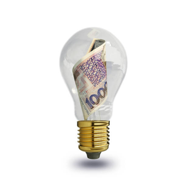 istock 3d rendering of Croatian kuna note inside transparent light bulb isolated on white background, creative thinking. Making money by solving problem. idea concept 1830139426
