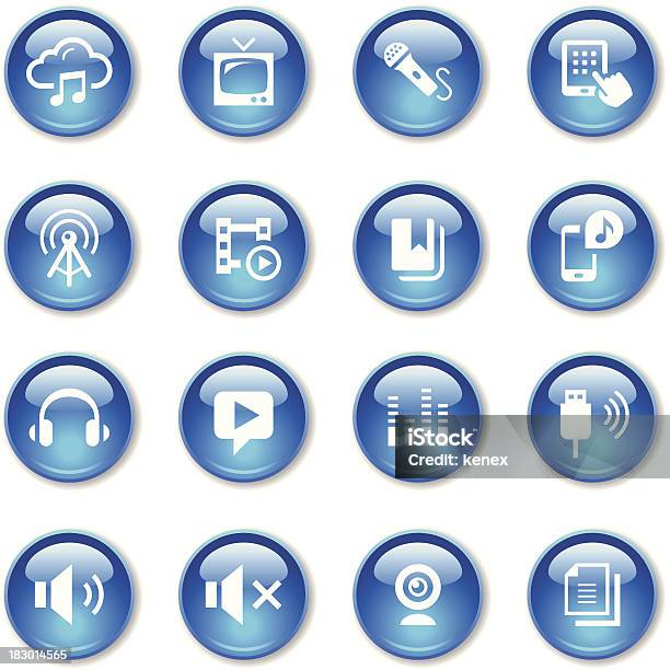 Crystal Icons Set Media Stock Illustration - Download Image Now - Arts Culture and Entertainment, Blue, Book