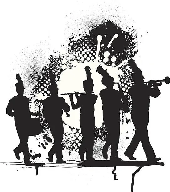 Vector illustration of Marching Band Grunge Graphic