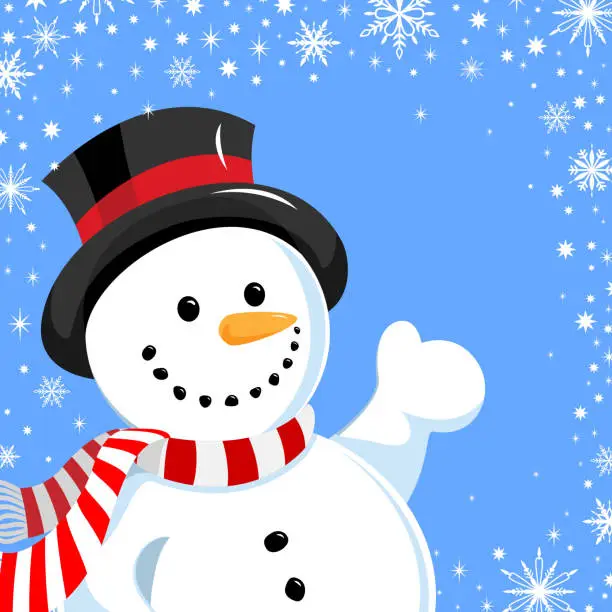 Vector illustration of Say Hi to Christmas Snowman