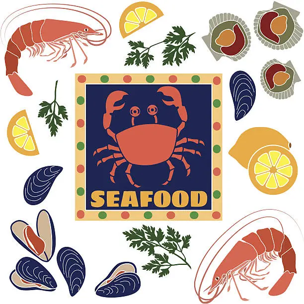 Vector illustration of seafood market