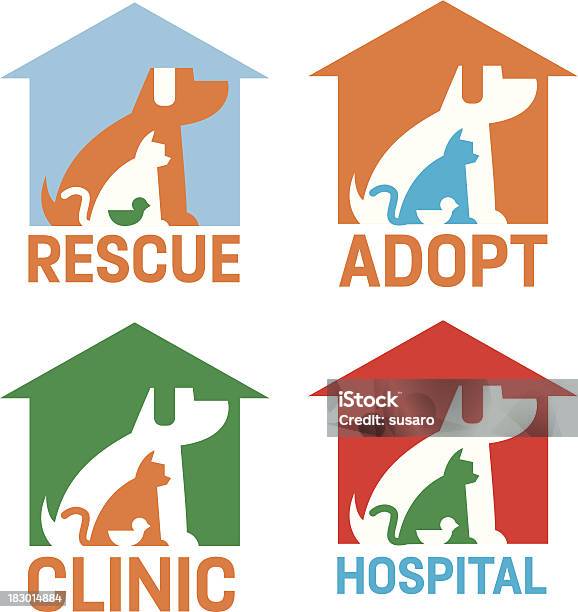 Rescue Annahme Clinic Hospital Haustiere Symbole Stock Vektor Art und mehr Bilder von Rettung - Rettung, Hauskatze, Haustier