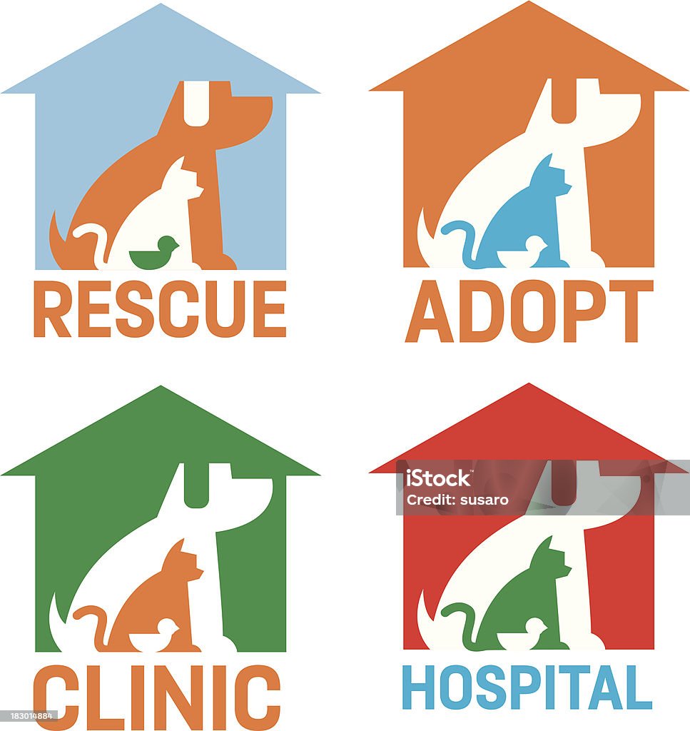 Ratunek przyjąć w klinice szpitala zwierzęta ikony - Grafika wektorowa royalty-free (Ratunek)