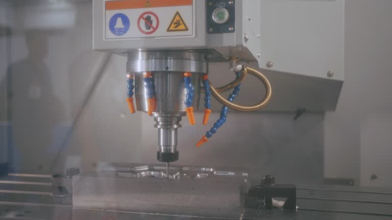 High precision CNC machining center working.