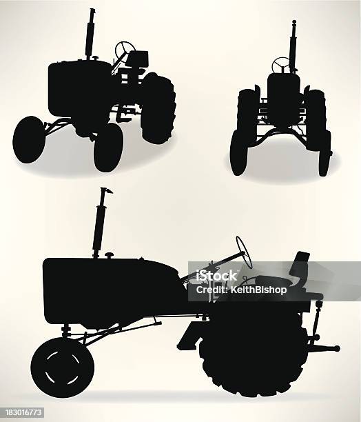 Agricole Trattoreantico - Immagini vettoriali stock e altre immagini di Sagoma - Controluce - Sagoma - Controluce, Trattore, Agricoltura