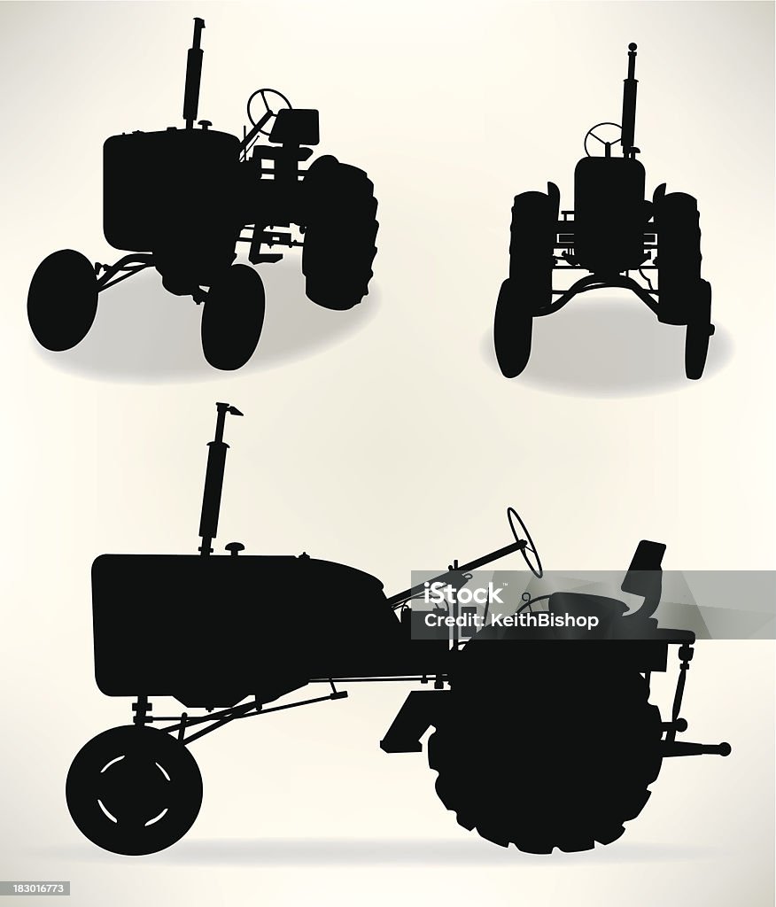 Tractor-Antique Farm - Векторная графика Силуэт роялти-фри