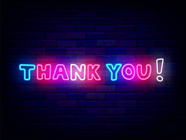 istock Thank you neon quote. Greeting card with gratitude. Glowing banner with colorful text. Vector stock illustration 1830181027