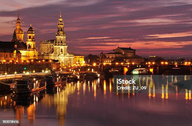 Dresden Afterglow Auf Die Skyline Stockfoto und mehr Bilder von Semperoper - Semperoper, Abenddämmerung, Architektur