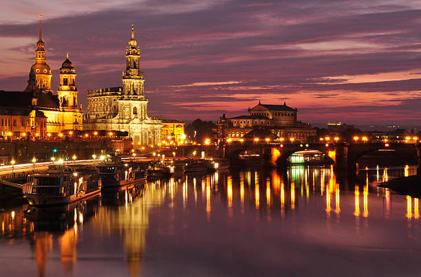 Dresden, afterglow over the skyline.