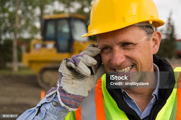 Foreman On The Phone Stock Photo - Download Image Now - Adult, Adults Only, Blue-collar Worker