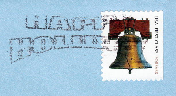 istock Liberty Bell stamp with Happy holiday postmark 183018801