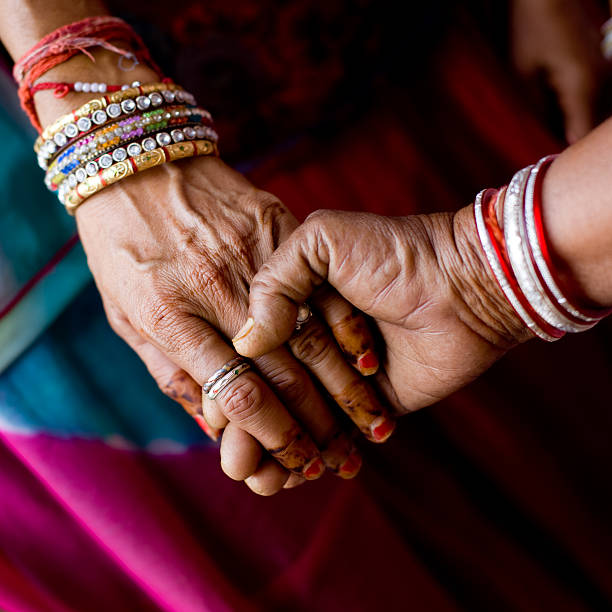 istock Indian senior women hands with henna 183019359