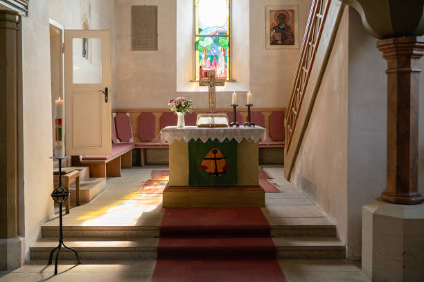 istock Interior view of a church with an altar 1830196036