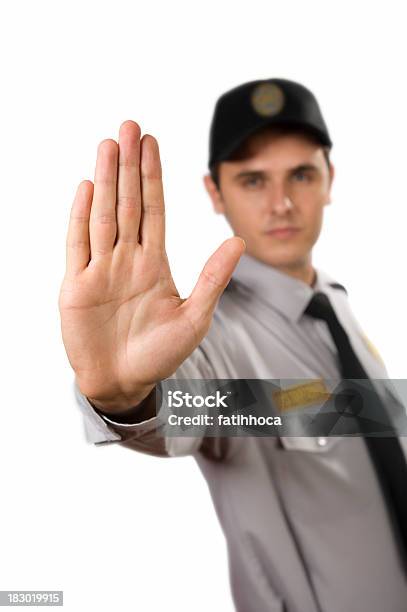 Foto de Parada e mais fotos de stock de Guarda de segurança - Guarda de segurança, Stop - Palavra inglesa, Adulto